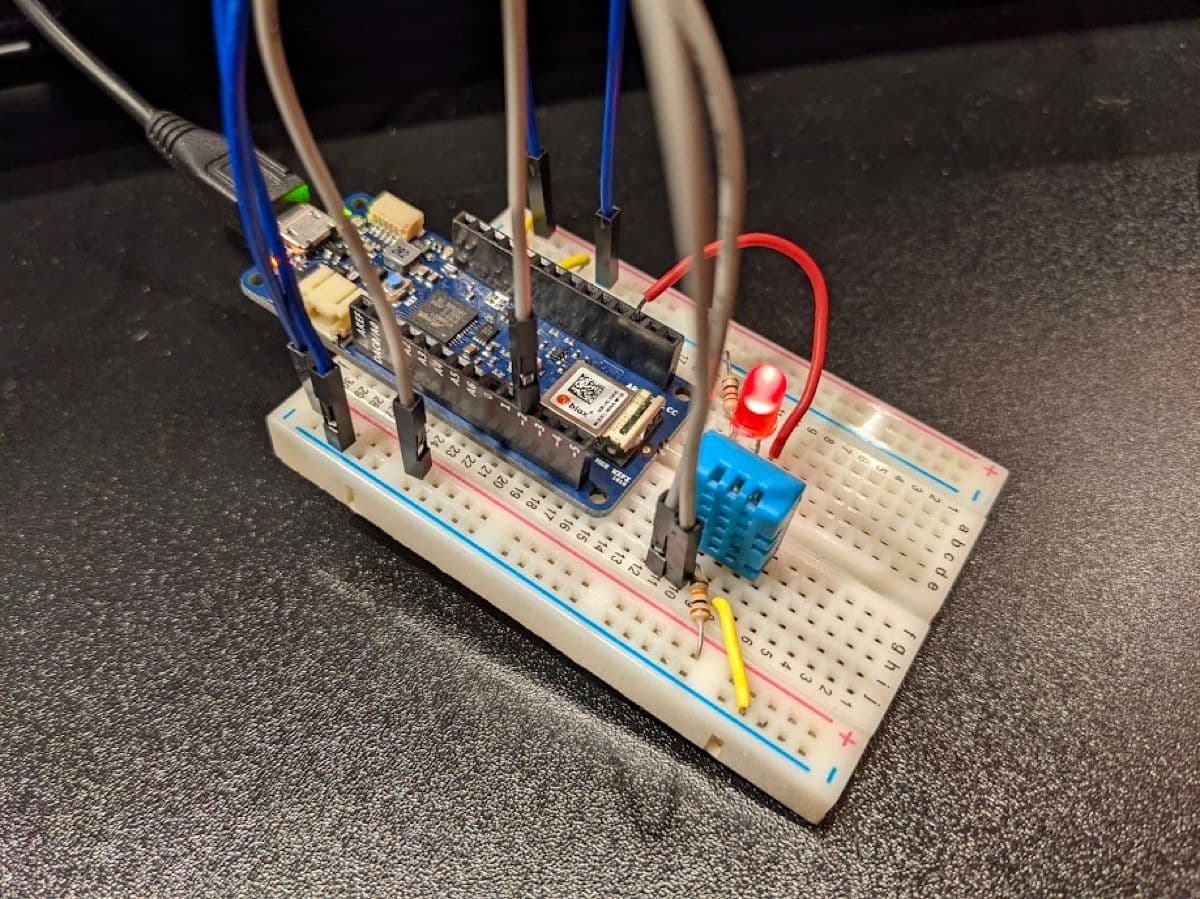 Arduino IoT Bundle board connected and sending data to the cloud