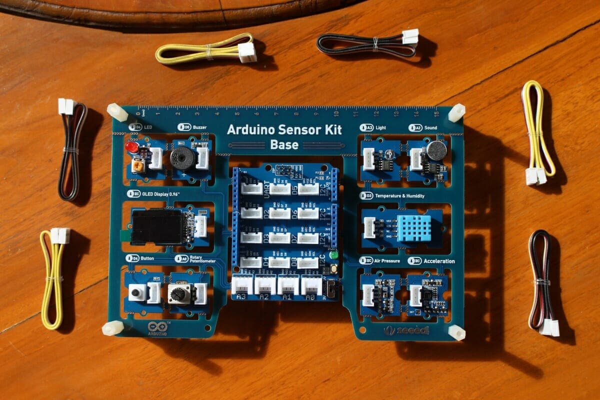 Base Shield displayed with Grove connector modules arranged around it