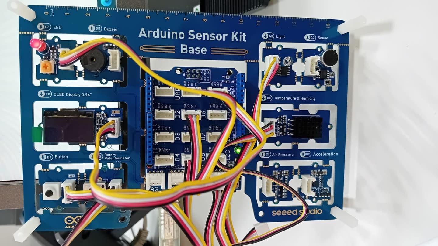 Grove connector cables attached to the Base Shield