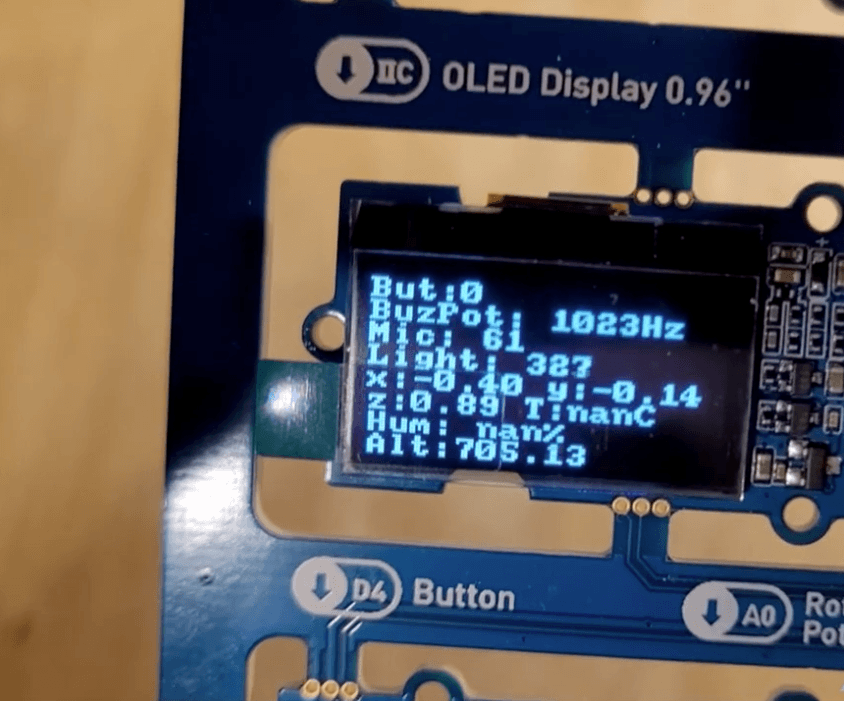 OLED display module showing live data output