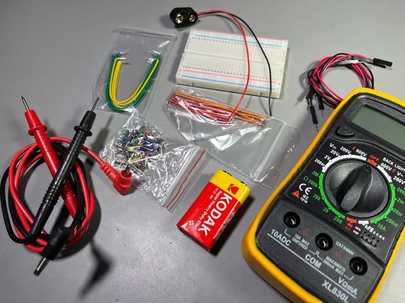 Prototyping tools and components included in the Arduino Student Kit