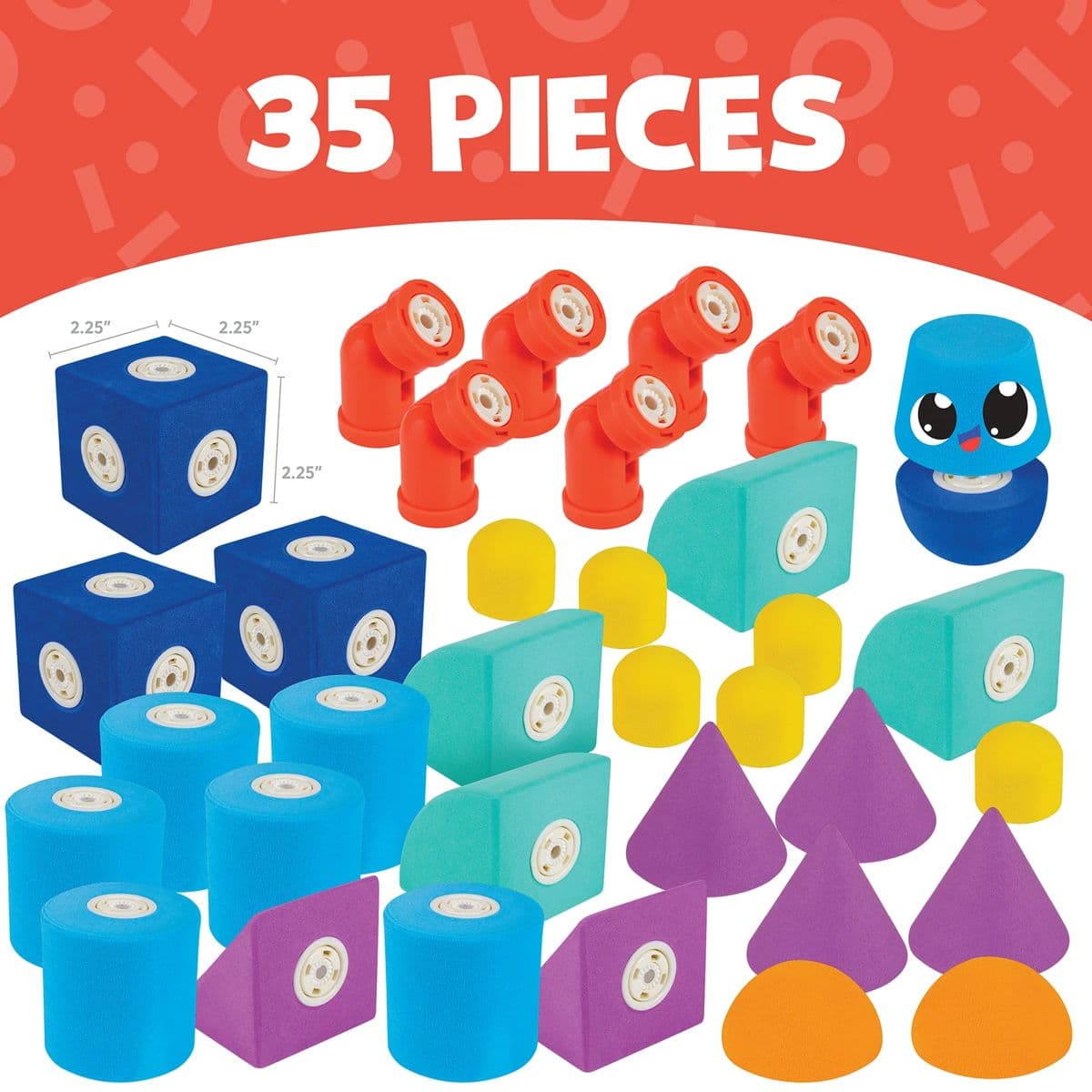 Blockaroo Magnetic Foam Builders Castle, showing all 35 soft magnetic foam blocks