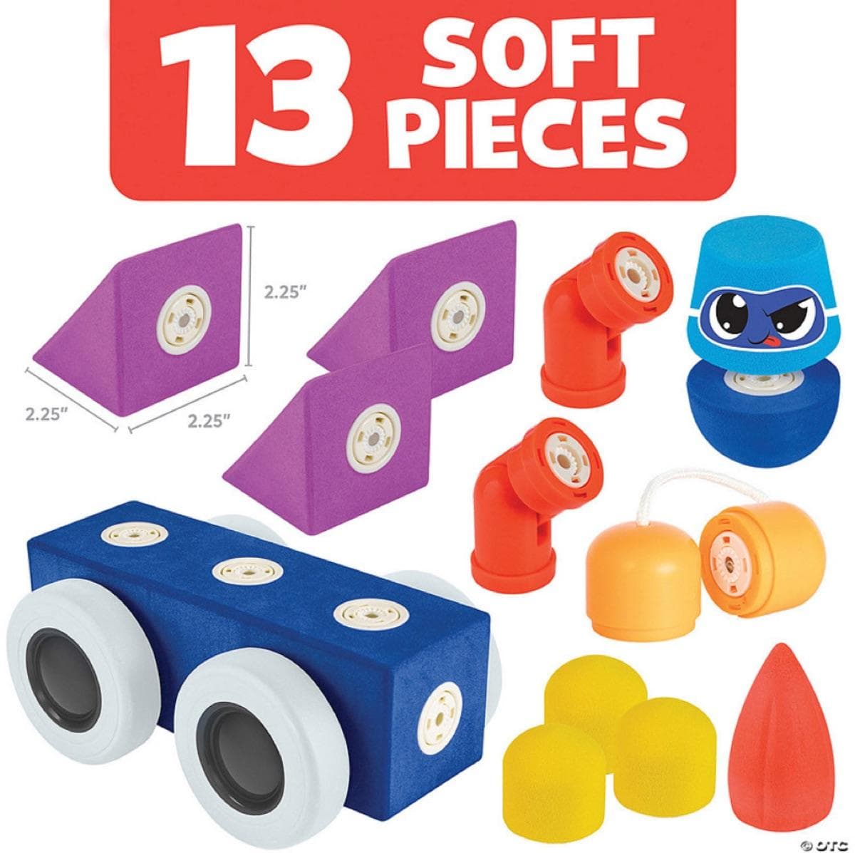 Blockaroo Roadster set contents: 13 magnetic foam blocks and inspiration guide