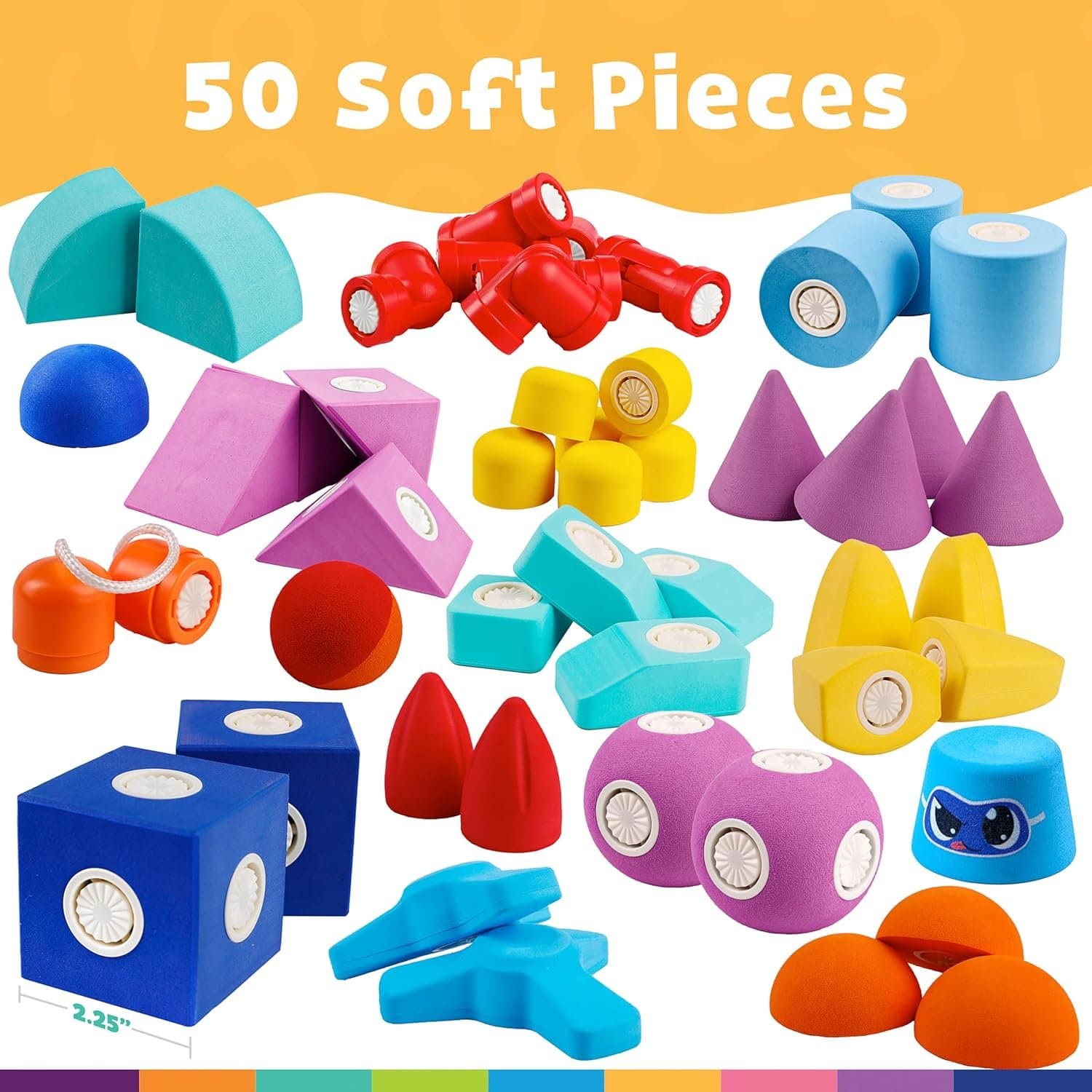 Blockaroo Trunk Set contents: 50 magnetic foam blocks, idea book, and storage trunk