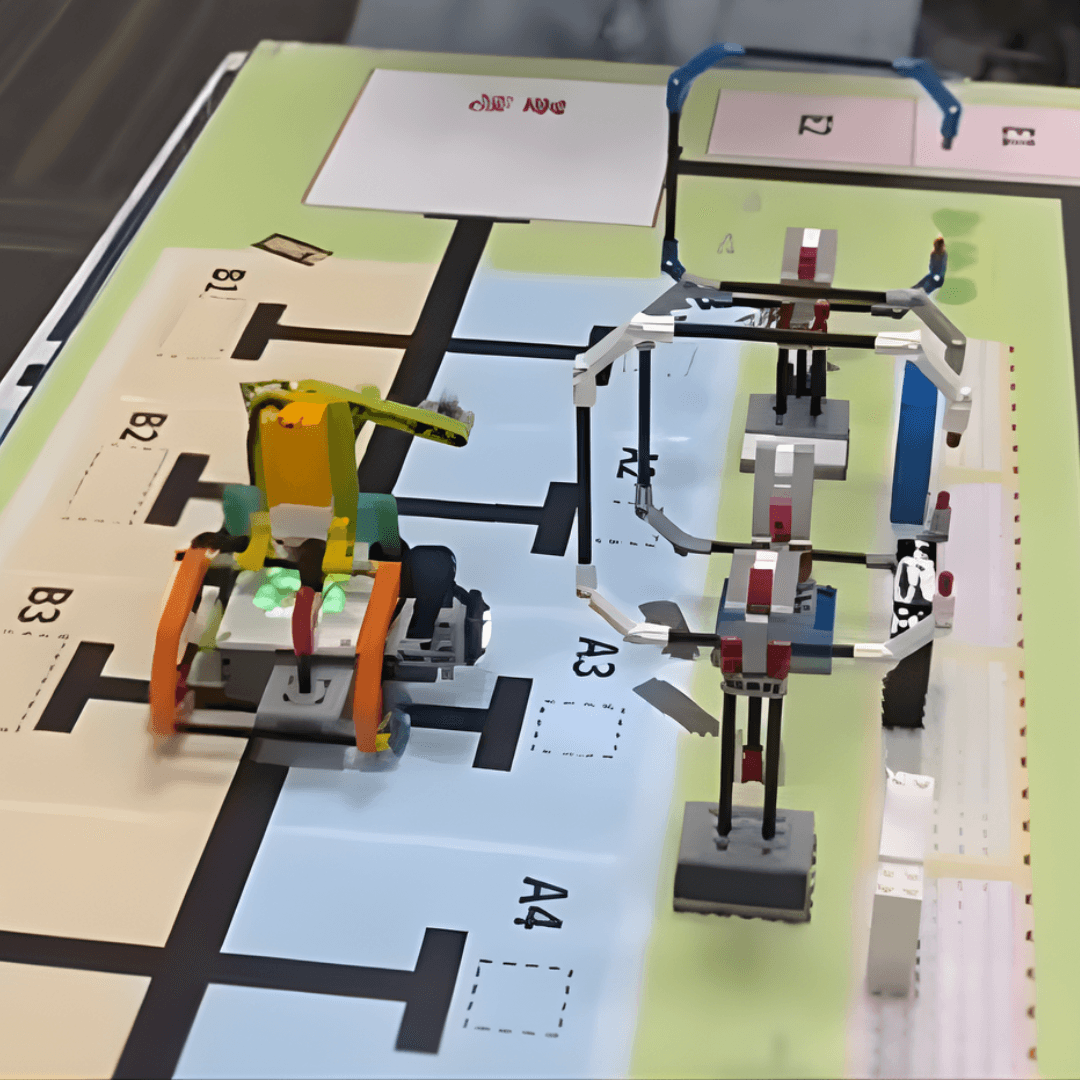 Makerzoid robot positioned on a competition track