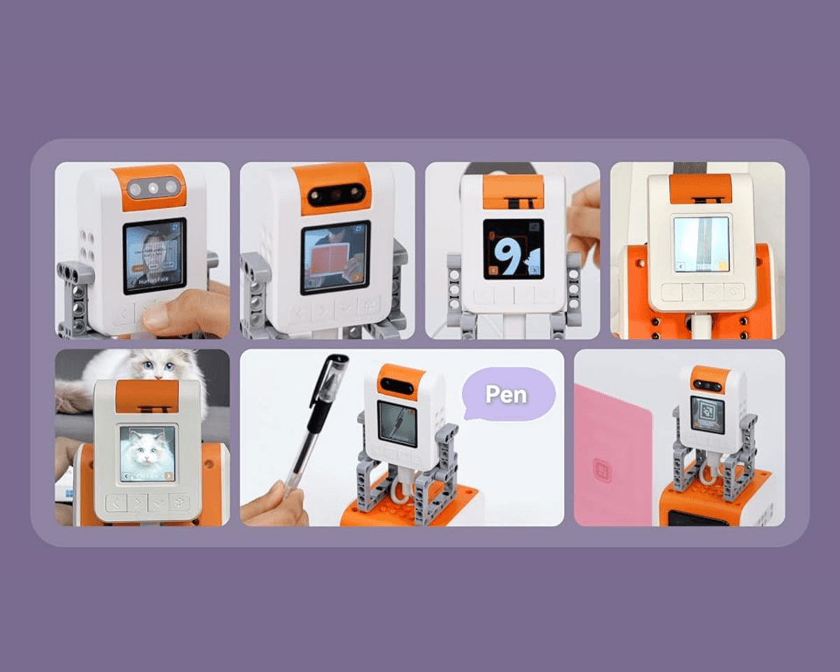 MatataStudio AI Vision Kit showing all seven visual functions including face recognition and colour tracking
