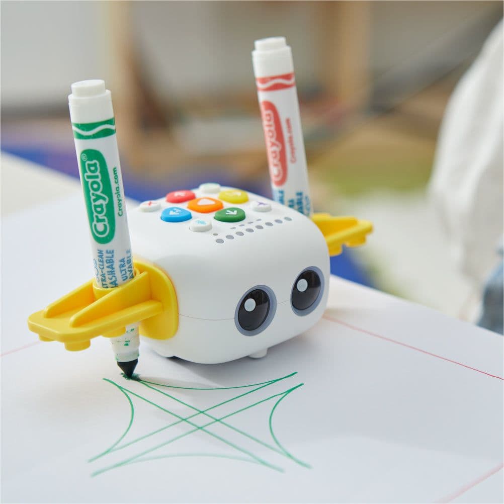 Tale-Bot Pro robot holding markers and drawing on paper