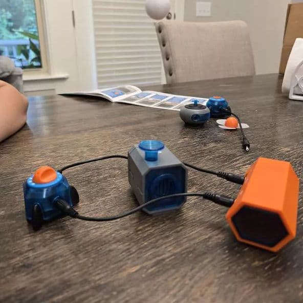 Circuit projects laid out on a table
