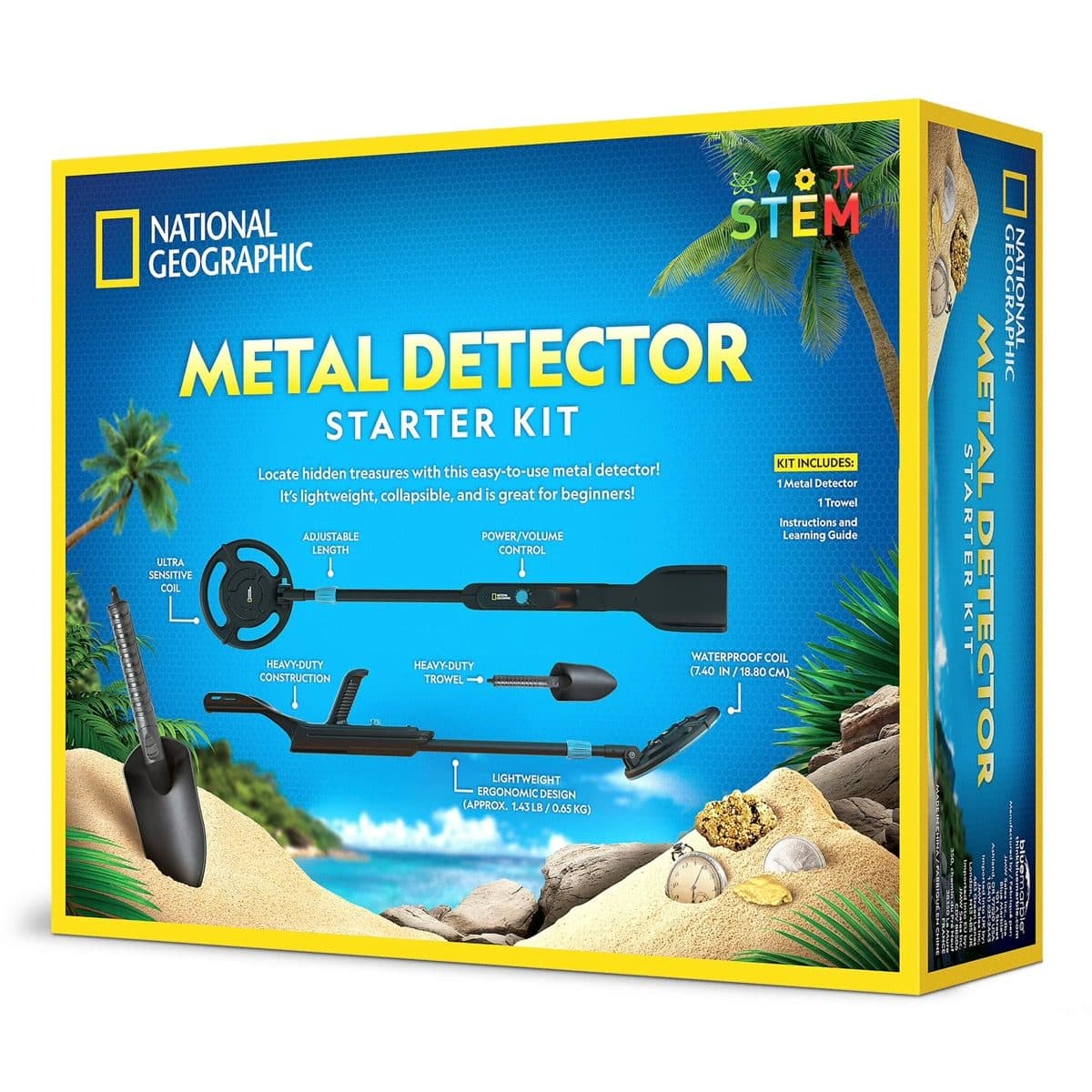National Geographic Metal Detector Starter Kit contents laid out