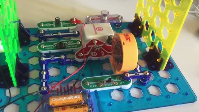 Close up of completed Snap Circuits My Home interior wiring