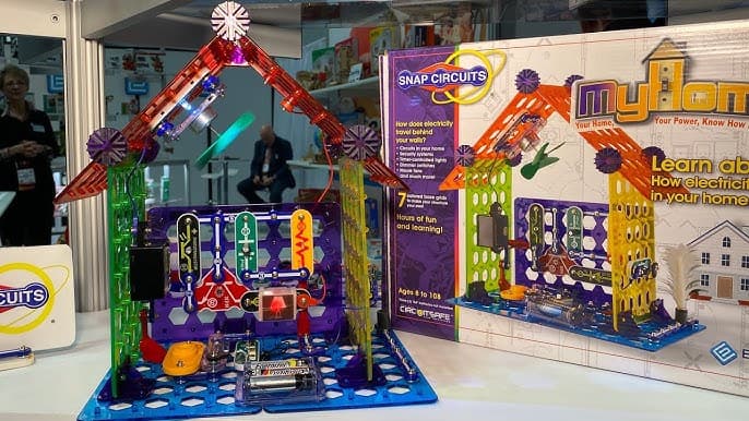 Completed Snap Circuits My Home build alongside the box